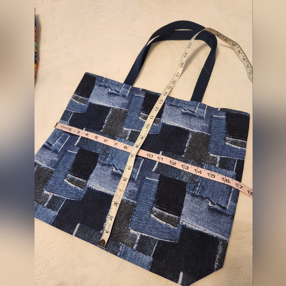 Handmade Blue Cotton Tote Bag - Picture 4 of 4
